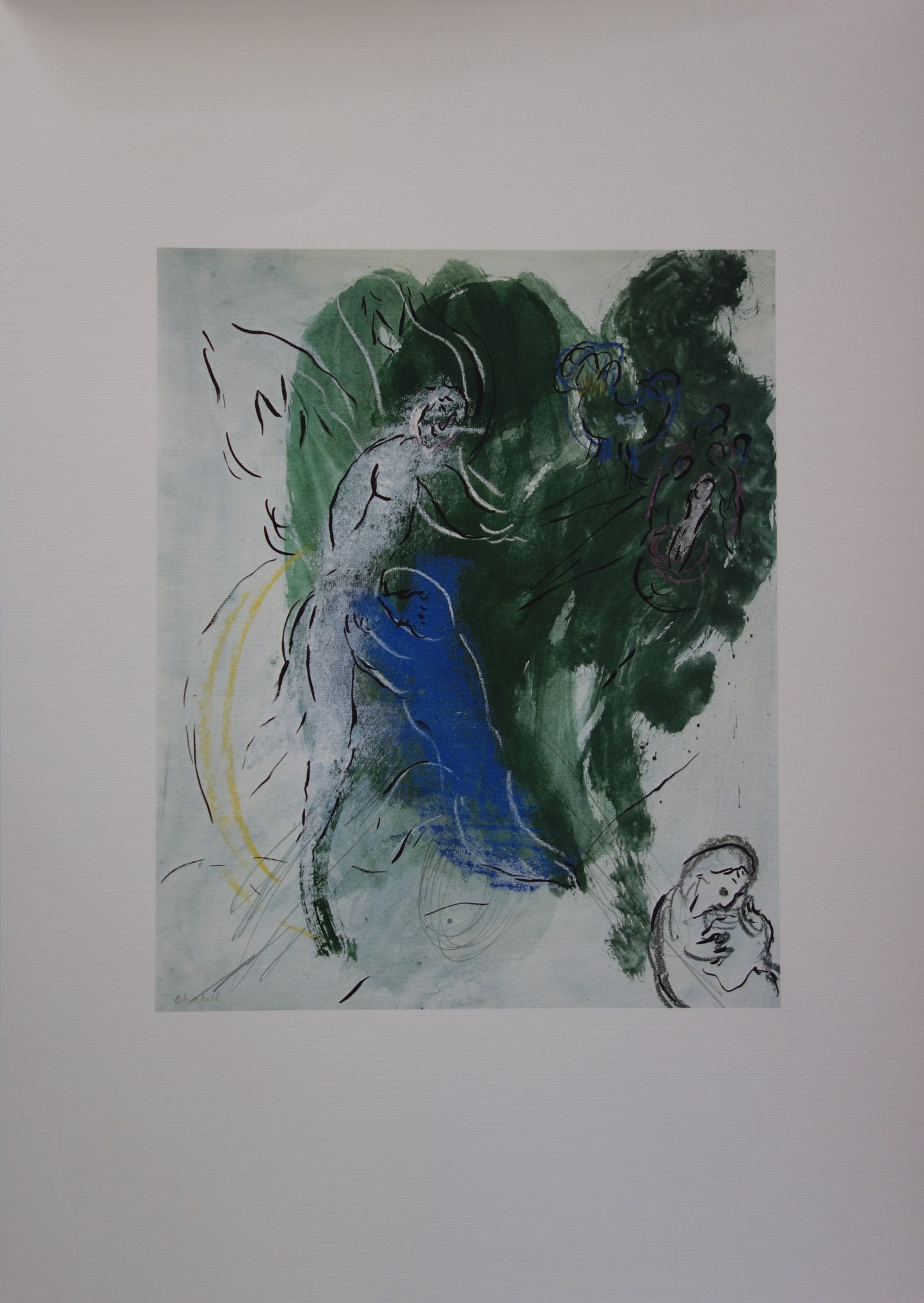 Marc CHAGALL : La lutte de Jacob avec l'Ange - Lithographie signée