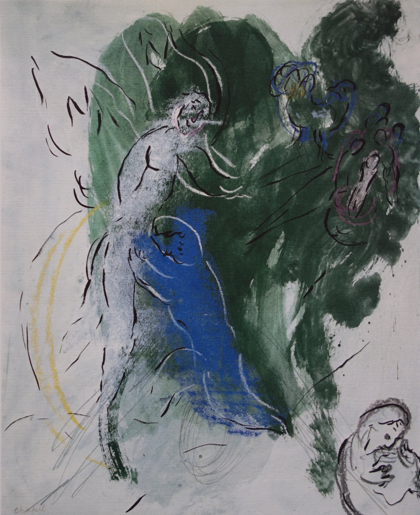 Marc CHAGALL : La lutte de Jacob avec l'Ange - Lithographie signée