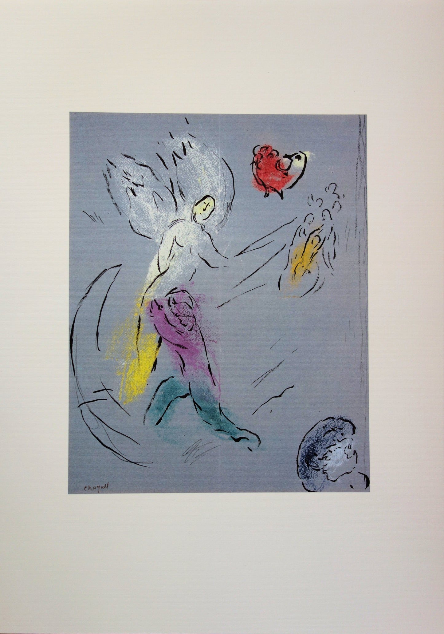 Marc CHAGALL : La lutte de Jacob avec l'Ange - Lithographie signée