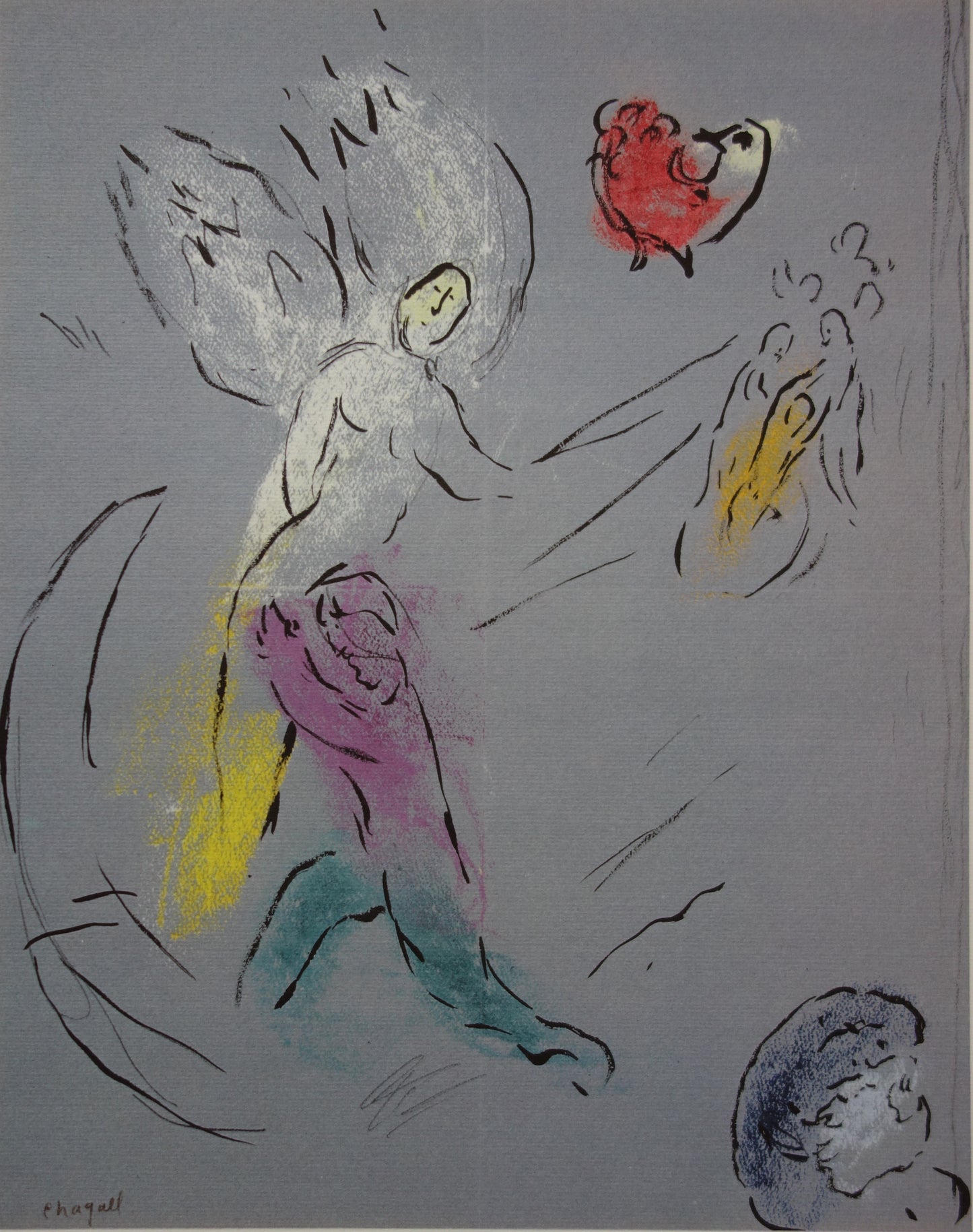 Marc CHAGALL : La lutte de Jacob avec l'Ange - Lithographie signée