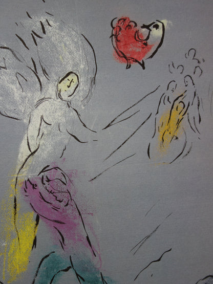 Marc CHAGALL : La lutte de Jacob avec l'Ange - Lithographie signée