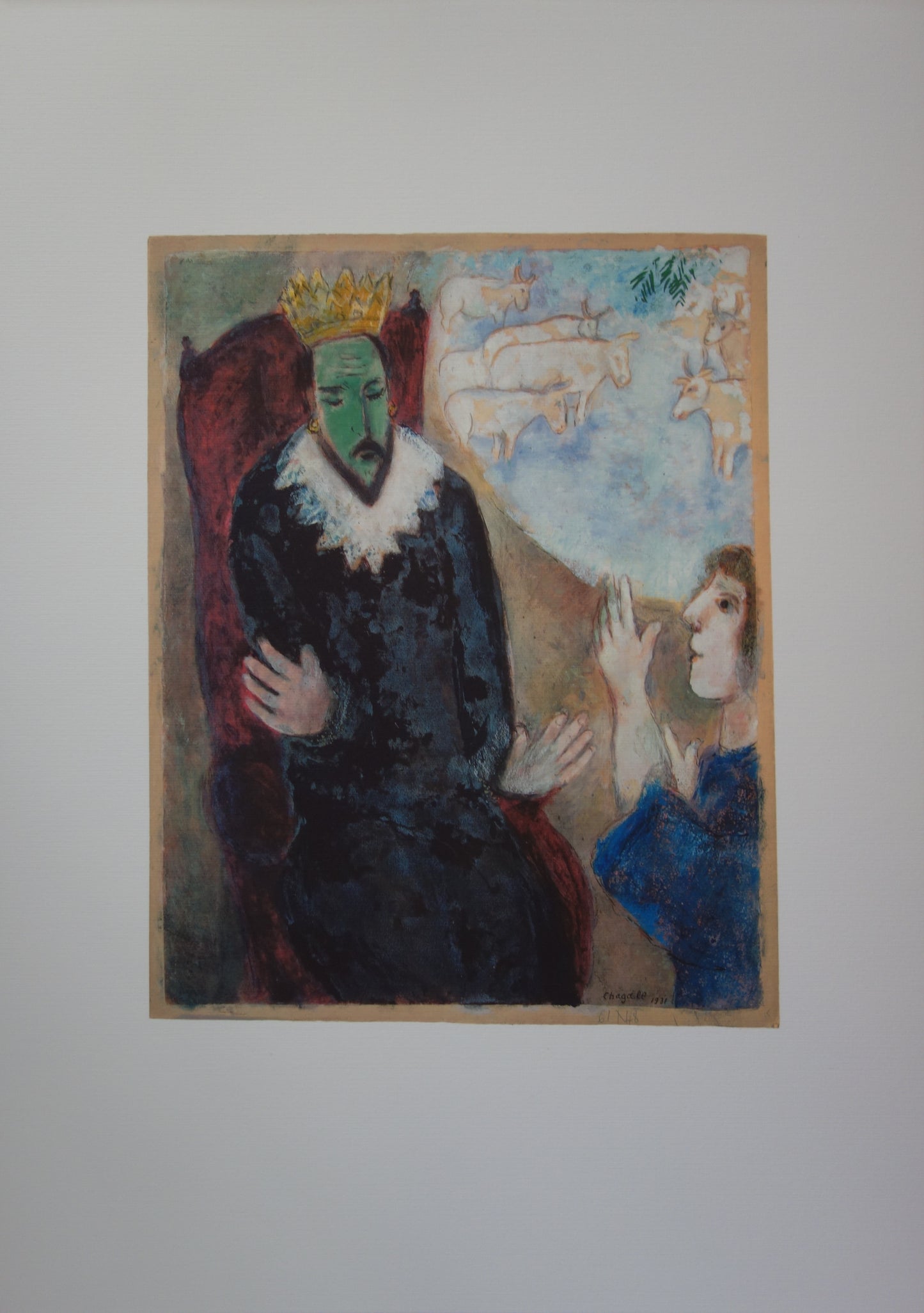 Marc CHAGALL : Joseph explique les songes de Pharaon - Lithographie signée