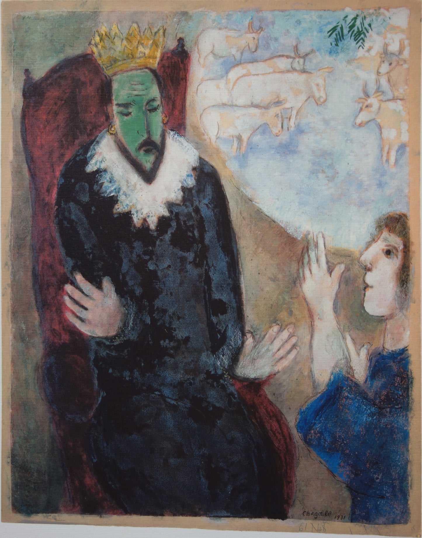 Marc CHAGALL : Joseph explique les songes de Pharaon - Lithographie signée