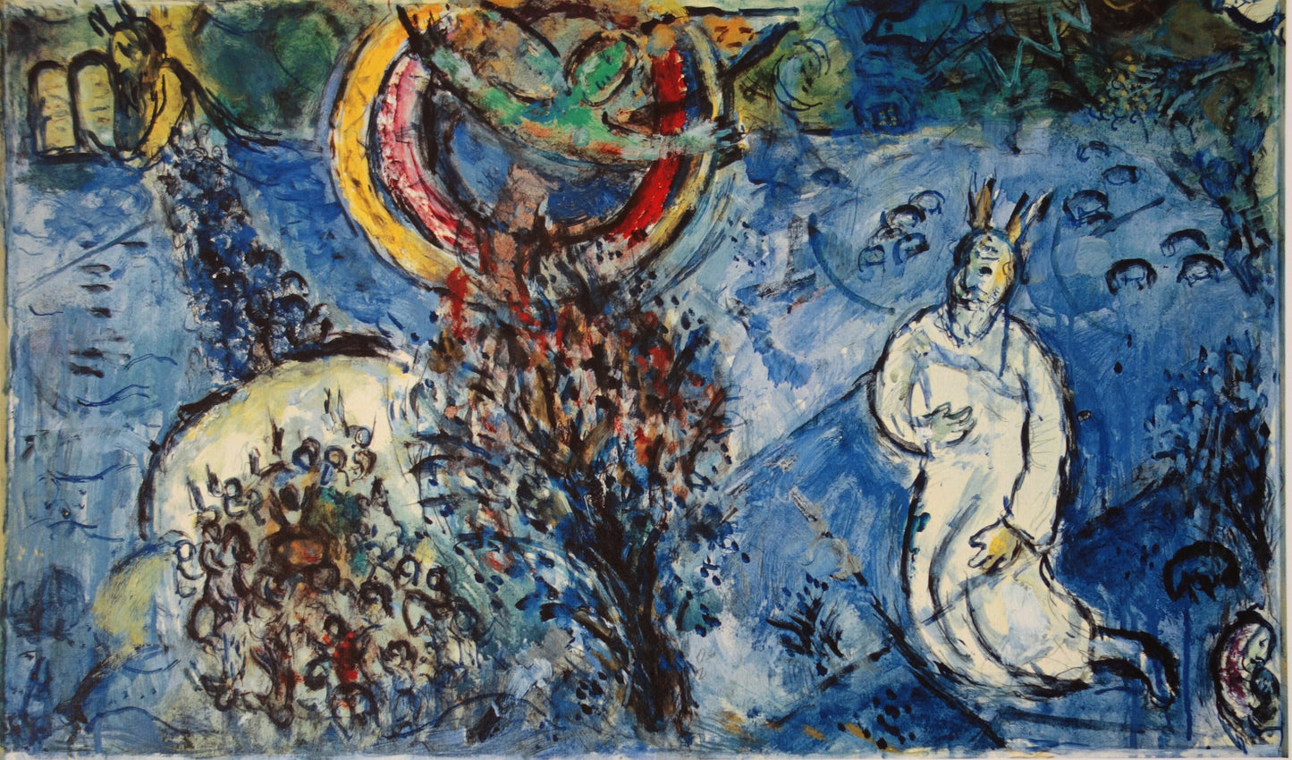Marc CHAGALL : Moïse devant le buisson ardent - Lithographie