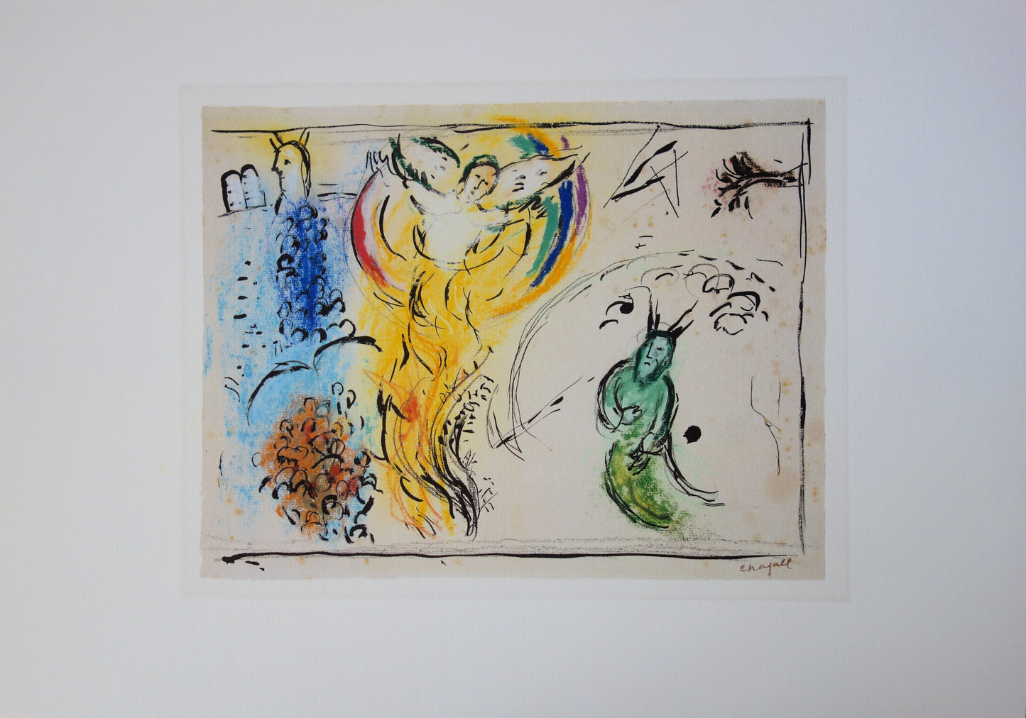 Marc CHAGALL : Moïse devant le buisson ardent - Lithographie signée