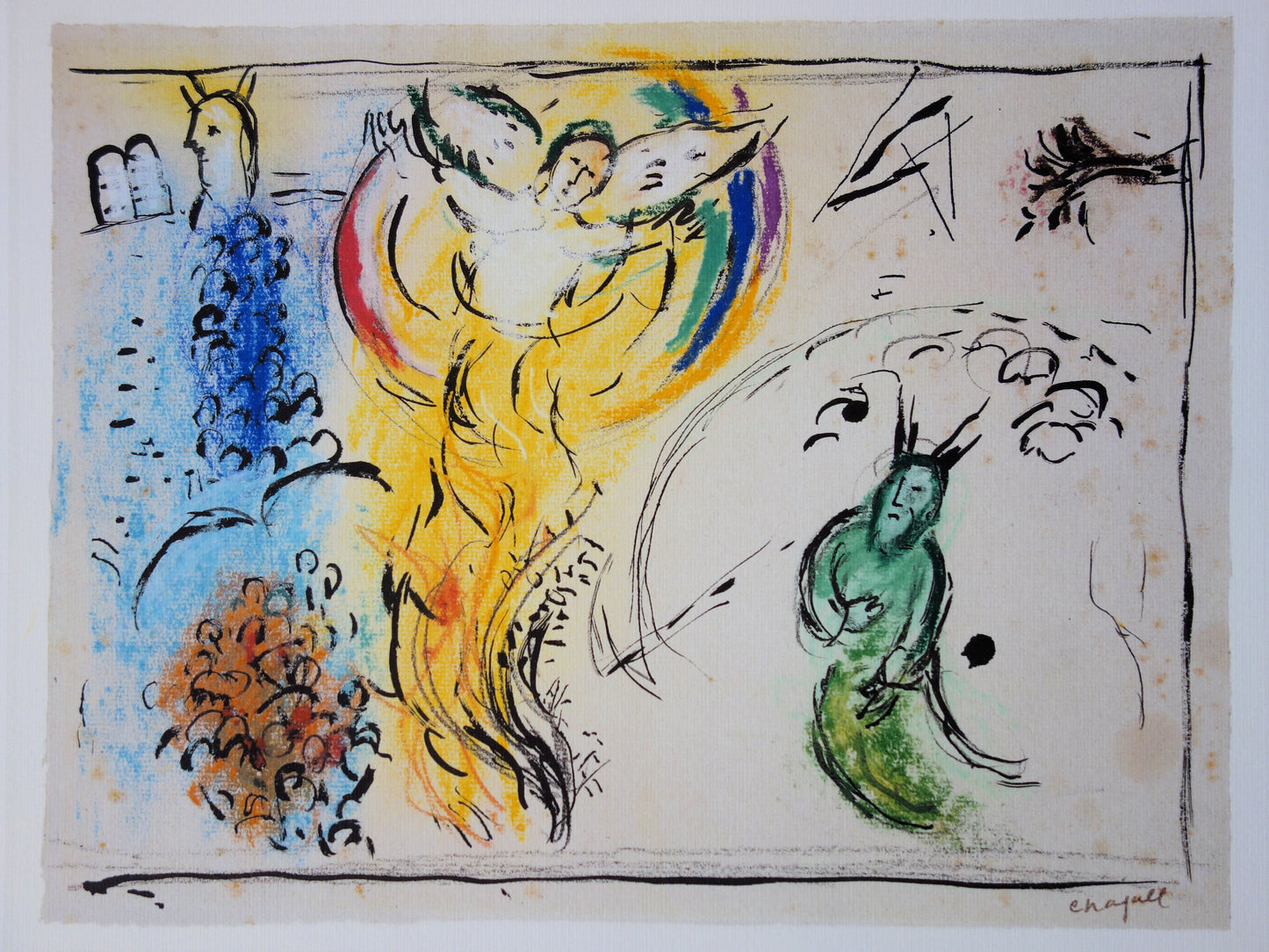 Marc CHAGALL : Moïse devant le buisson ardent - Lithographie signée