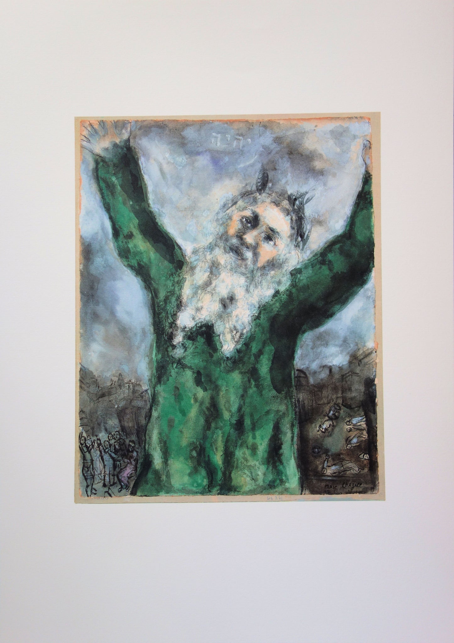Marc CHAGALL : Moïse répand la mort chez les Egyptiens - Lithographie signée