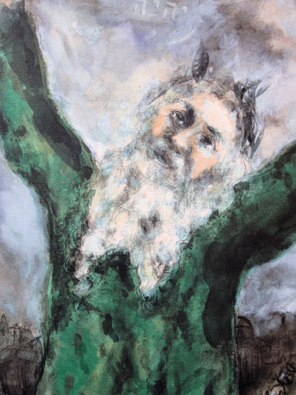 Marc CHAGALL : Moïse répand la mort chez les Egyptiens - Lithographie signée