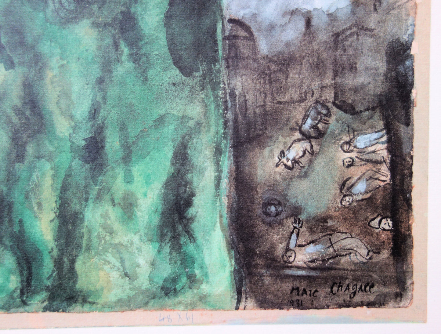 Marc CHAGALL : Moïse répand la mort chez les Egyptiens - Lithographie signée