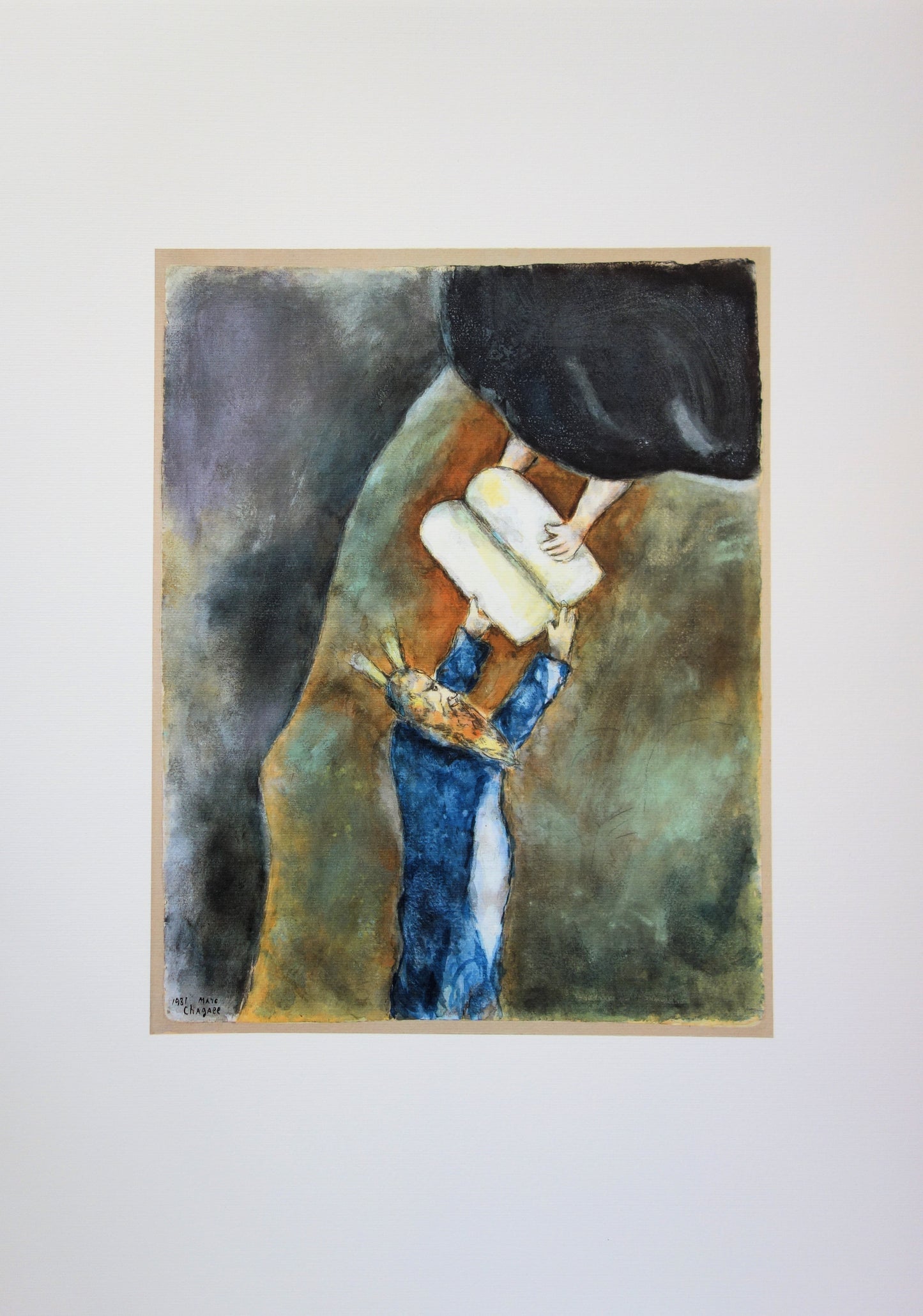 Marc CHAGALL: Moisés recibe las Tablas de la Ley - Litografía firmada
