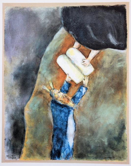 Marc CHAGALL: Moisés recibe las Tablas de la Ley - Litografía firmada