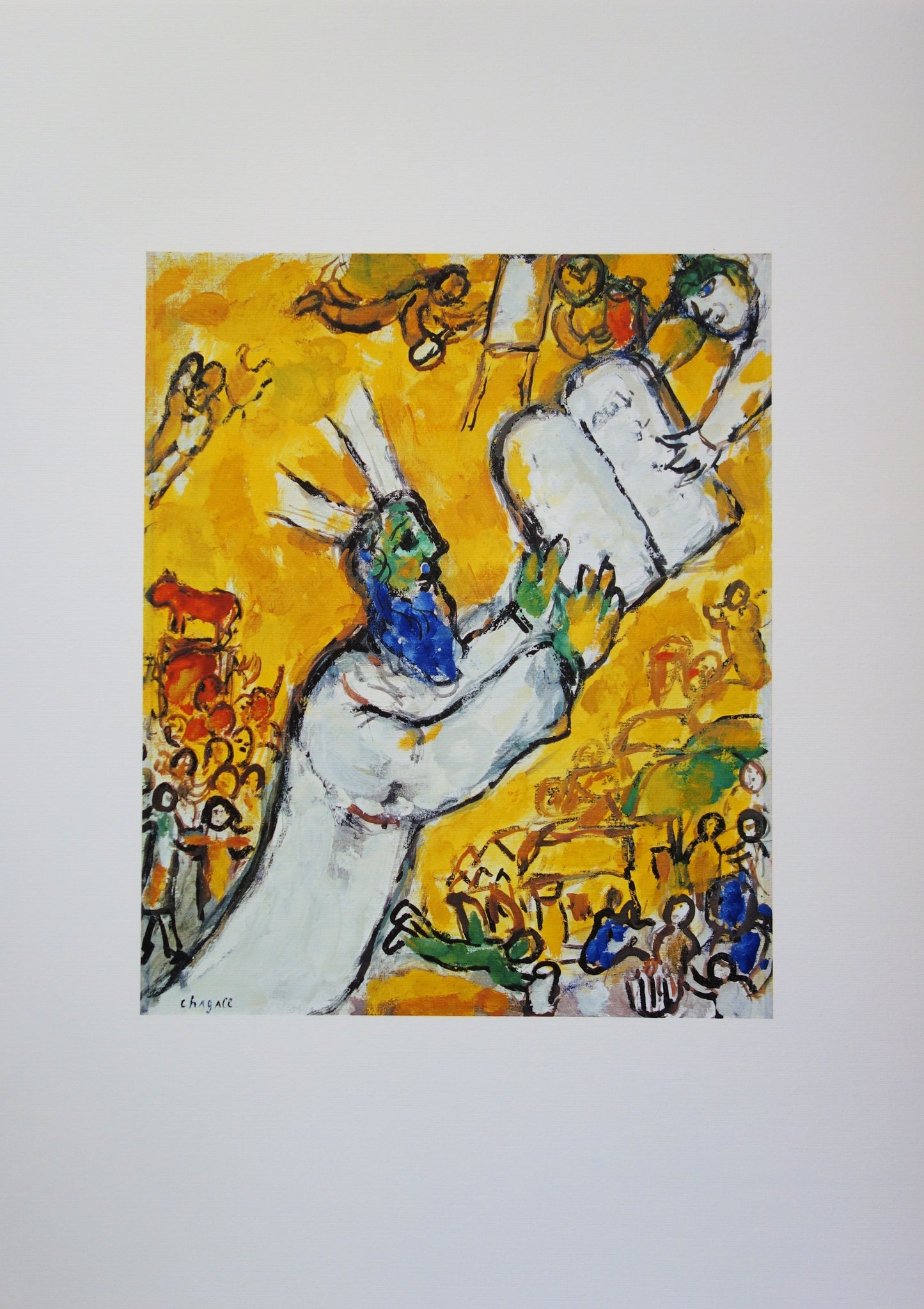 Marc CHAGALL : Moïse reçoit les Tables de la Loi - Lithographie signée