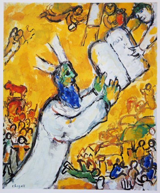 Marc CHAGALL : Moïse reçoit les Tables de la Loi - Lithographie signée
