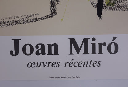 Joan MIRO : Œuvres récentes - Affiche en lithographie