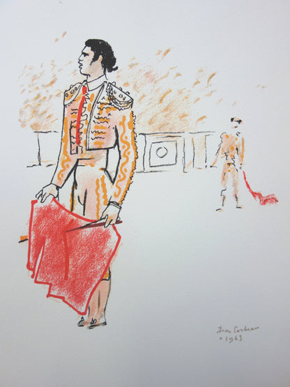 Jean COCTEAU : Le toréador et sa muleta - Lithographie signée