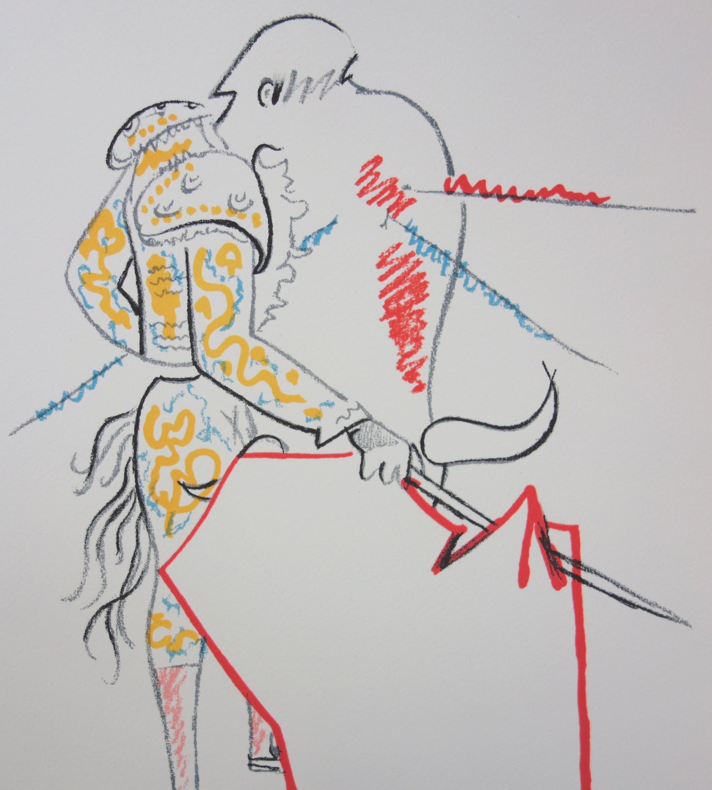 Jean COCTEAU : Toréador et taureau - Lithographie signée