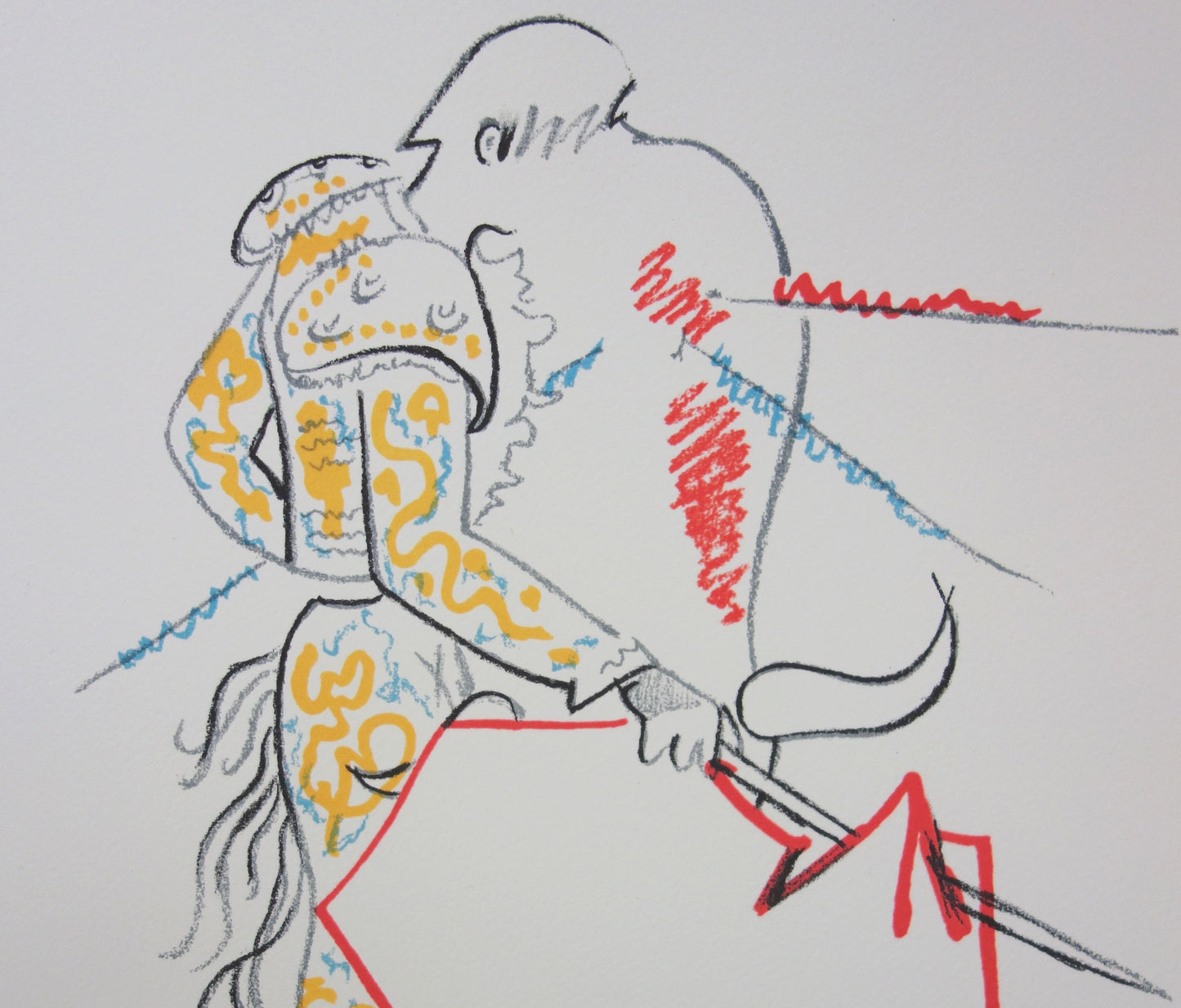 Jean COCTEAU : Toréador et taureau - Lithographie signée