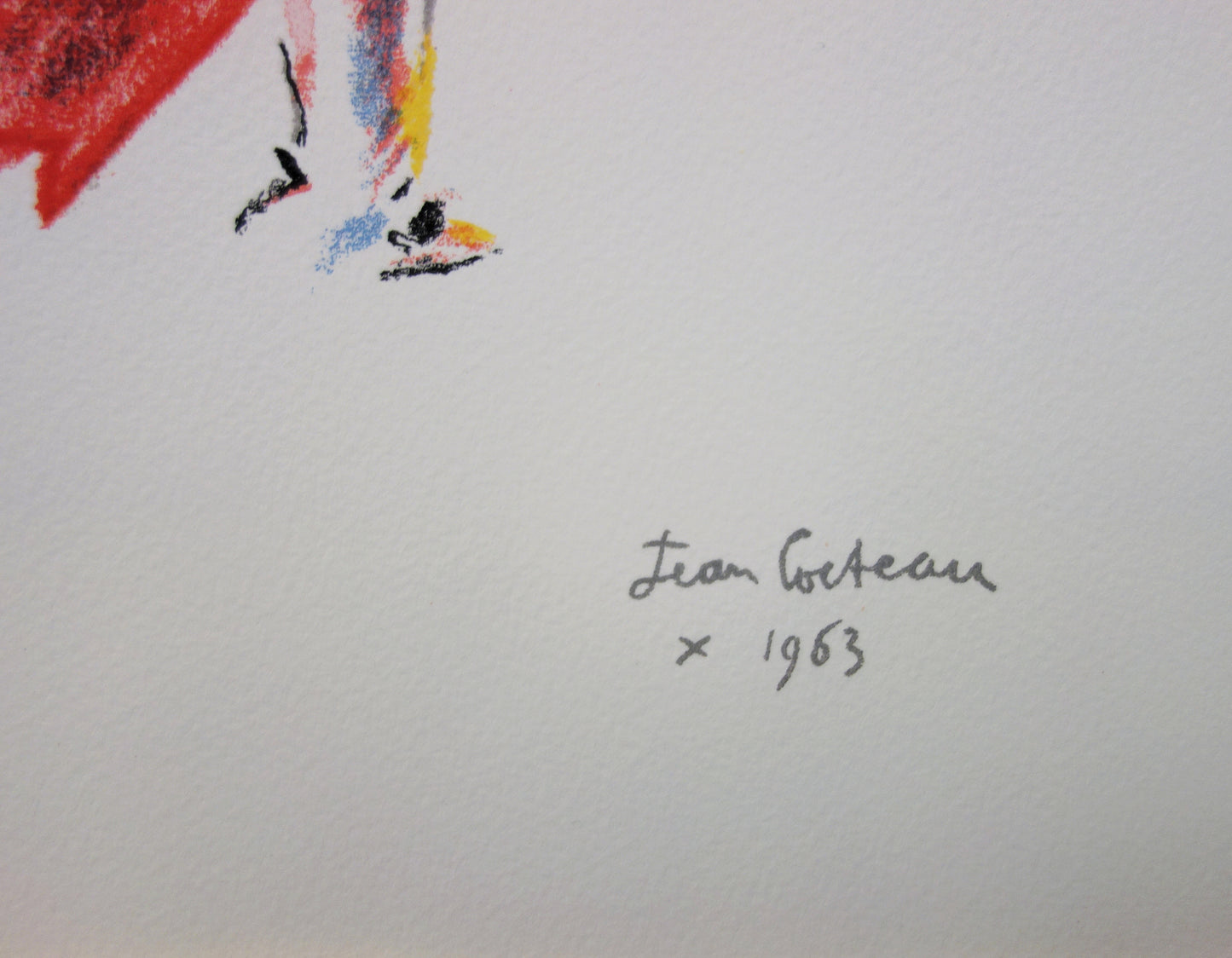Jean COCTEAU : Torero, Passe à la cape rouge - Lithographie signée