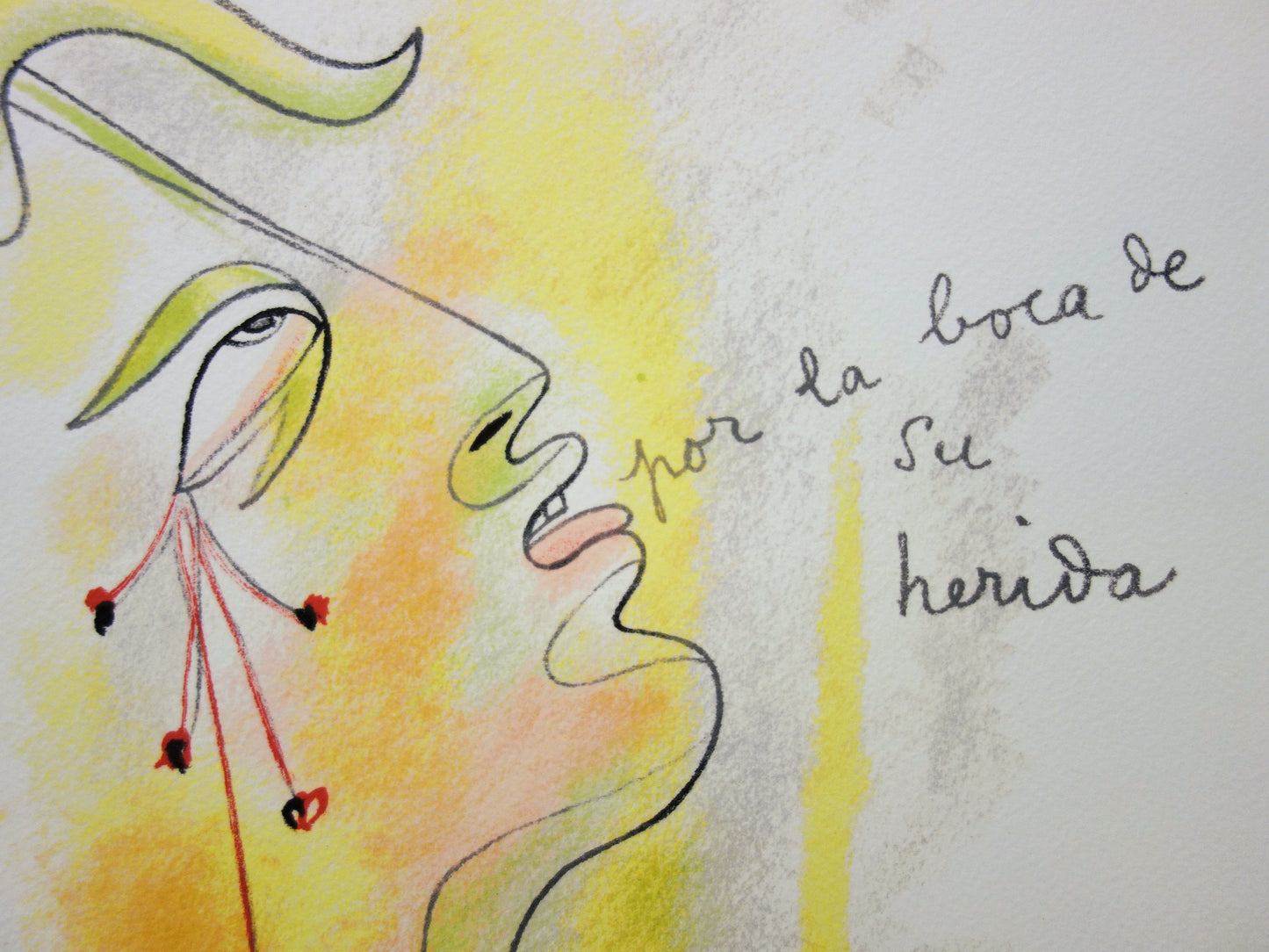 Jean COCTEAU : Profil sang et or - Lithographie
