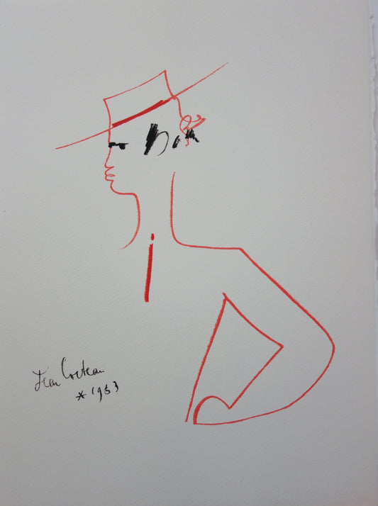 Jean COCTEAU : Profil espagnol - Lithographie signée