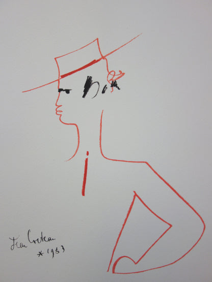 Jean COCTEAU : Profil espagnol - Lithographie signée
