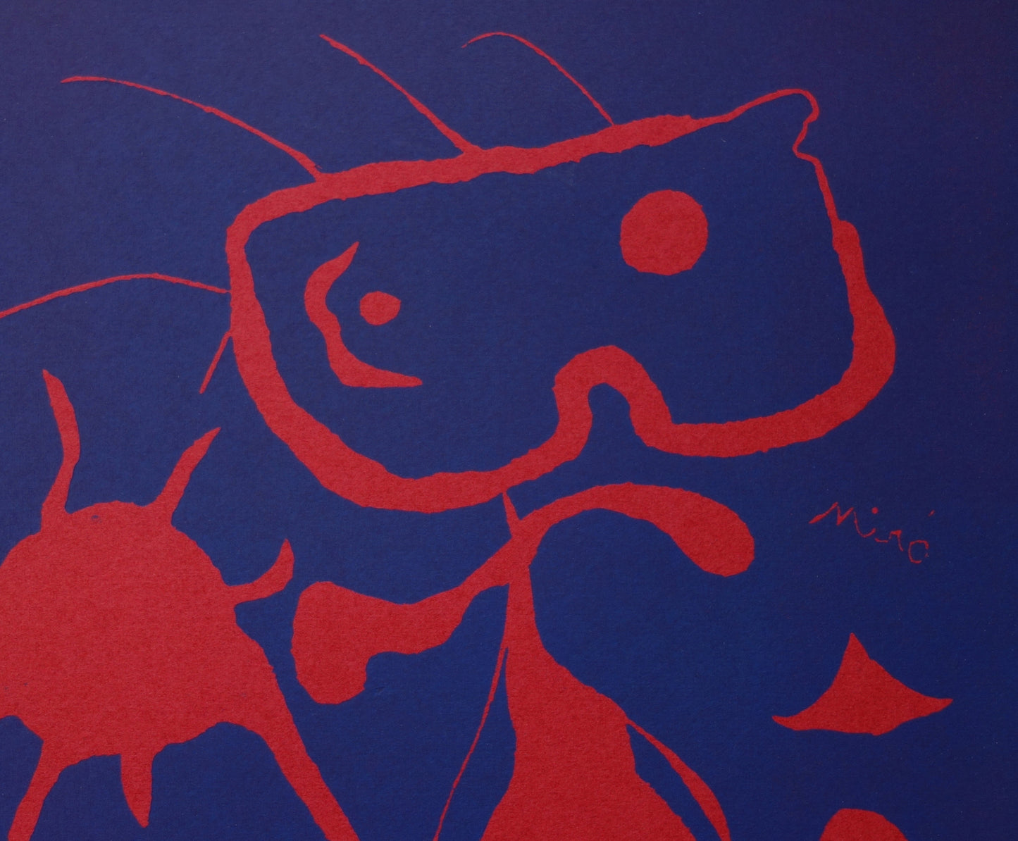 Joan MIRO : Homme au soleil rouge - Linogravure originale signée