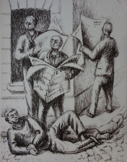 Jean HELION : Lecteurs de journaux - Lithographie originale signée