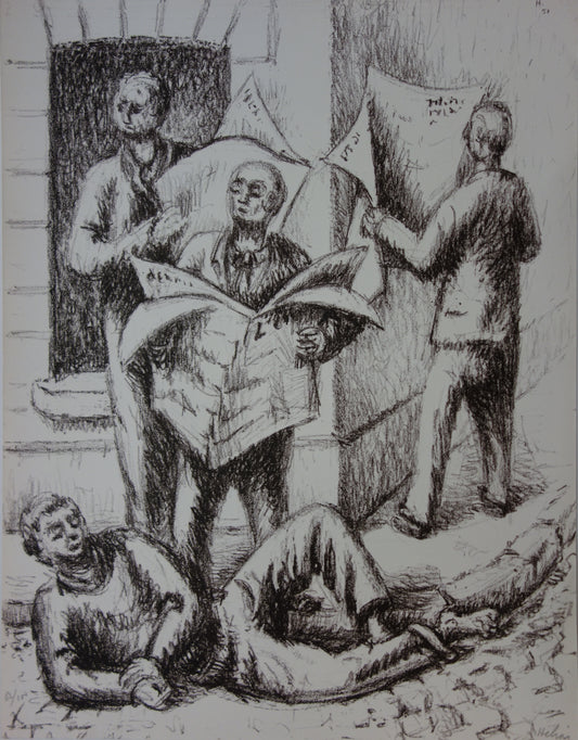 Jean HELION : Lecteurs de journaux - Lithographie originale signée