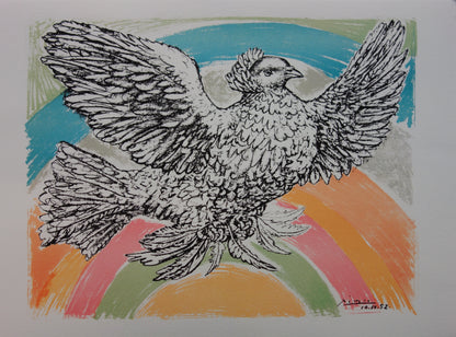 Pablo PICASSO : Colombe à l'arc en ciel - Lithographie signée