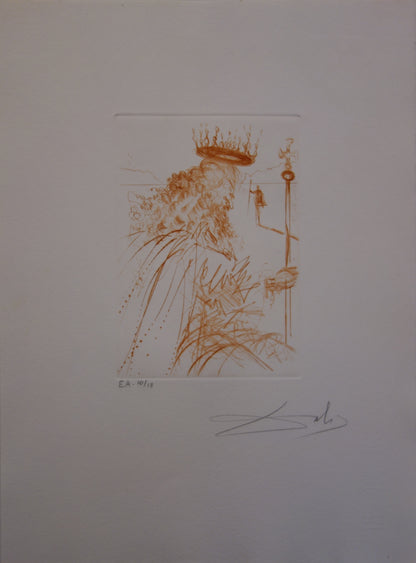 Salvador DALI : Le roi Lear - Gravure originale signée