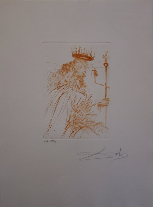 Salvador DALI : Le roi Lear - Gravure originale signée