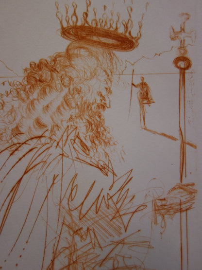 Salvador DALI : Le roi Lear - Gravure originale signée
