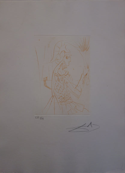 Salvador DALI : La guerre de Troie - Gravure originale signée