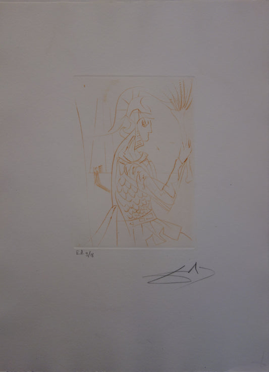 Salvador DALI : La guerre de Troie - Gravure originale signée