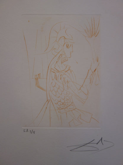 Salvador DALI : La guerre de Troie - Gravure originale signée
