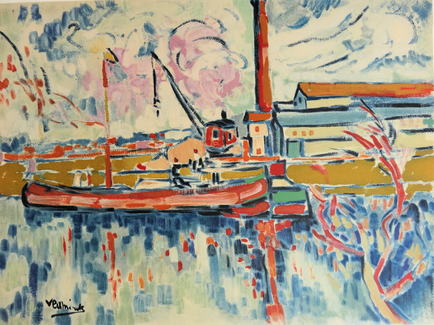Maurice de VLAMINCK : La Seine à Chatou - Lithographie signée