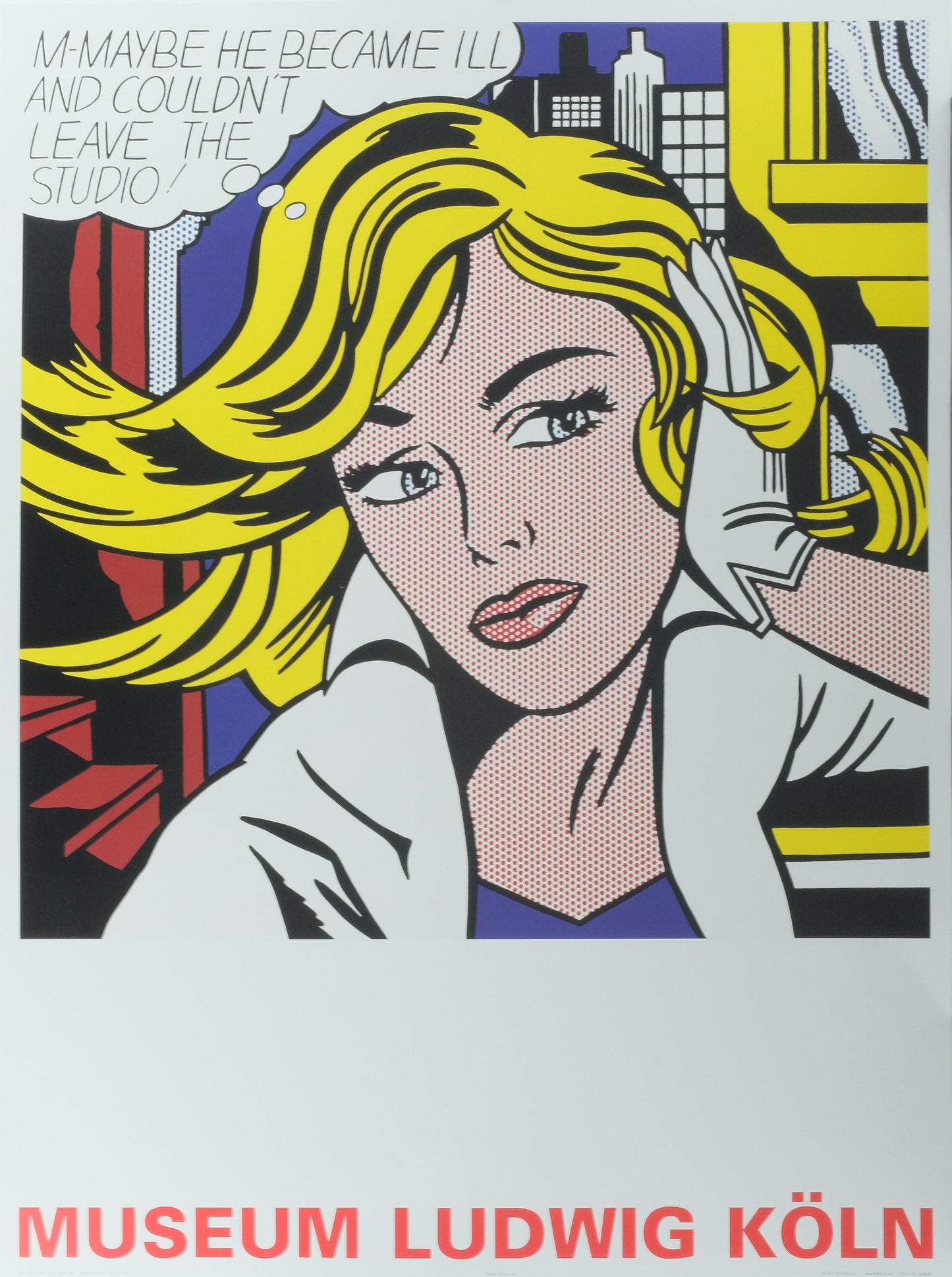 Roy LICHTENSTEIN : May Be Girl - Affiche originale en couleurs