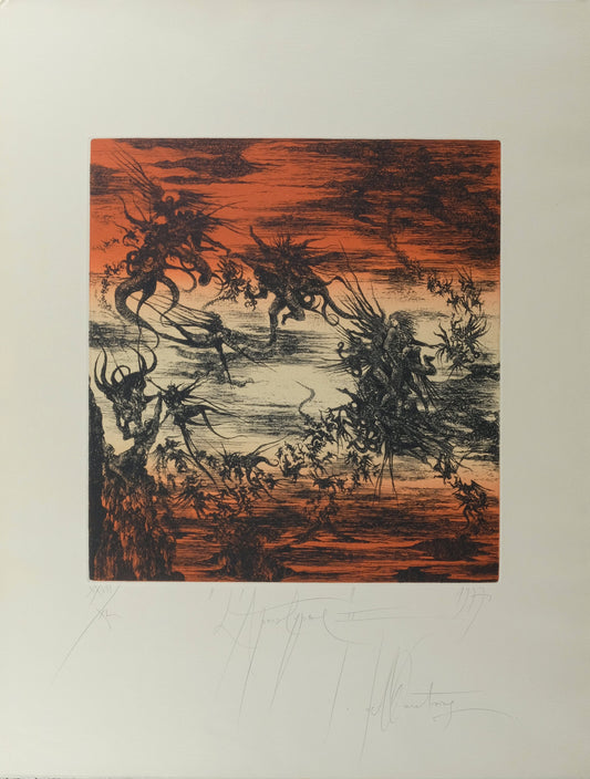 Jacques DEFFONTAINE : La bataille de l'Apocalypse - Lithographie originale signée