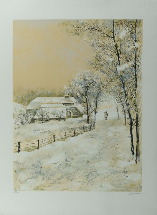 Antonio RIVERA : Promenade hivernale - Lithographie originale signée