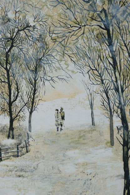 Antonio RIVERA : Promenade hivernale - Lithographie originale signée