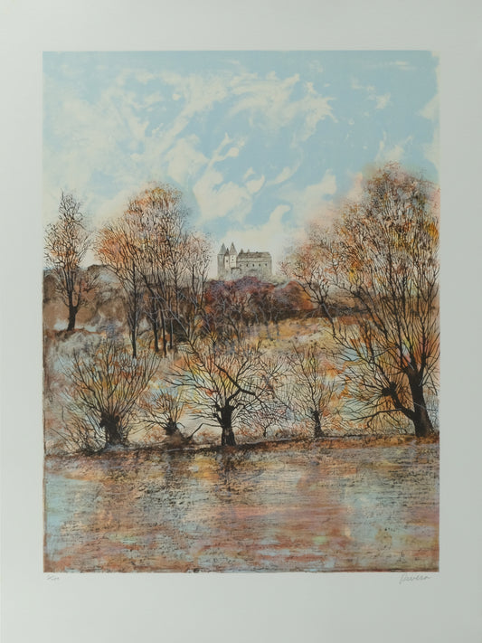 Antonio RIVERA : Château de Saumur - Lithographie originale signée