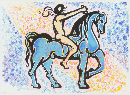 Salvador DALI : Le cavalier - Lithographie originale signée