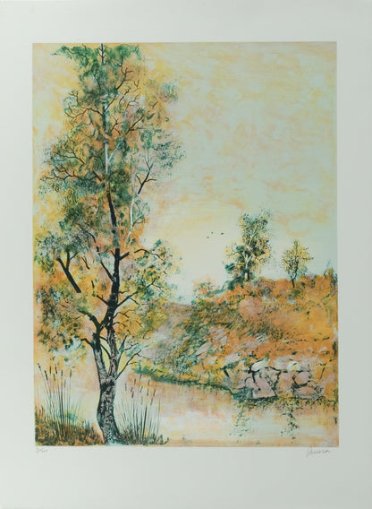Antonio RIVERA : Au bord de la rivière - Lithographie originale signée