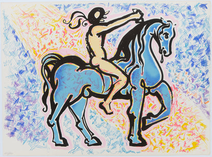 Salvador DALI : Le cavalier - Lithographie originale signée