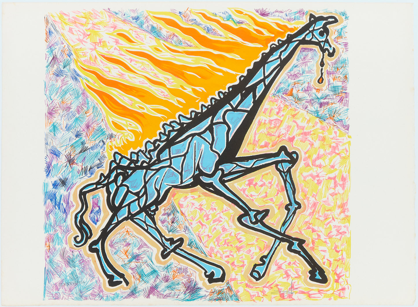 Salvador DALI : La girafe en feu - Lithographie originale signée