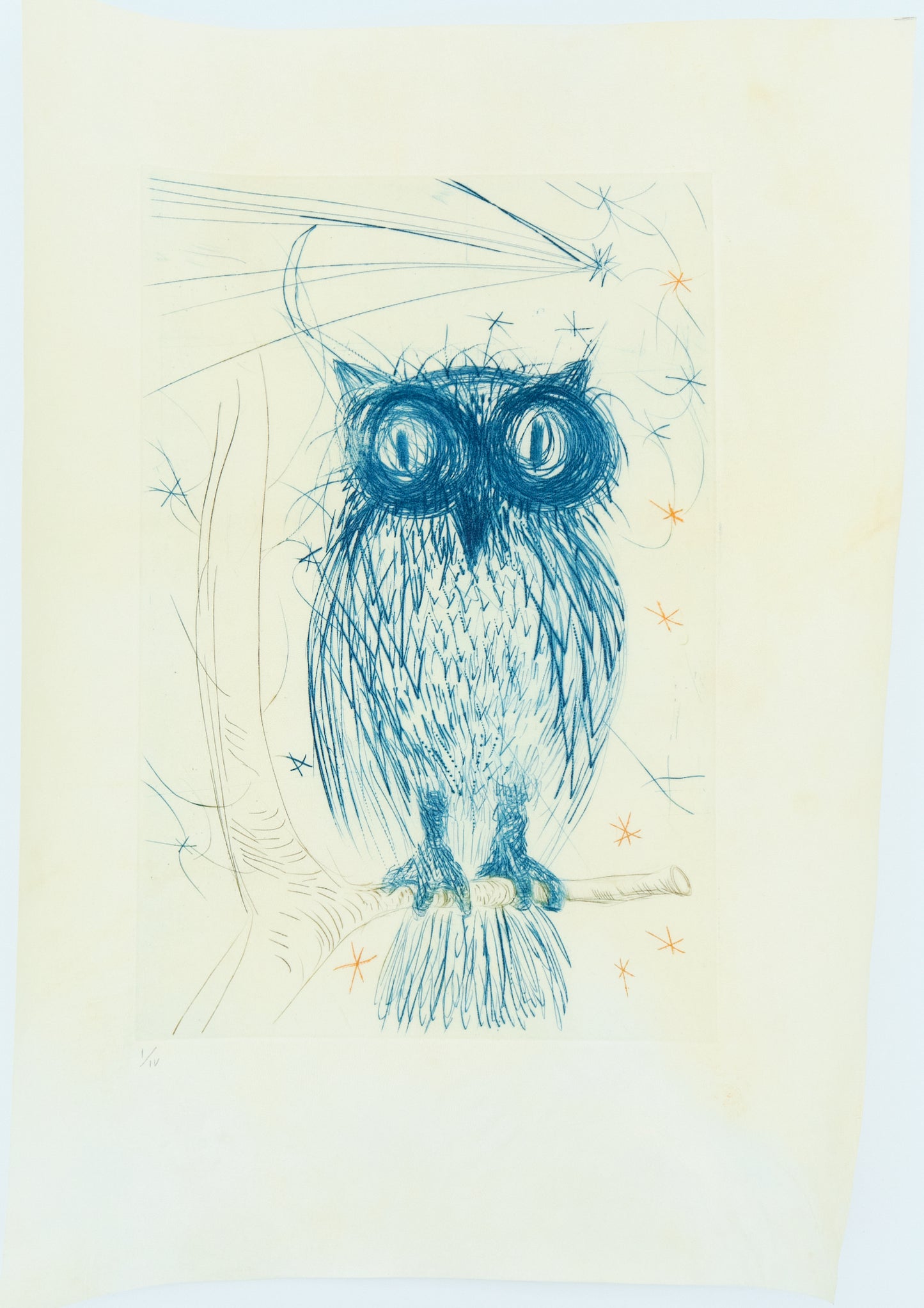 Salvador DALI : La Chouette Bleue - Gravure originale