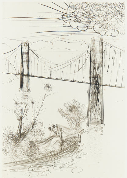 Salvador DALI : Golden gate bridge - Gravure originale signée