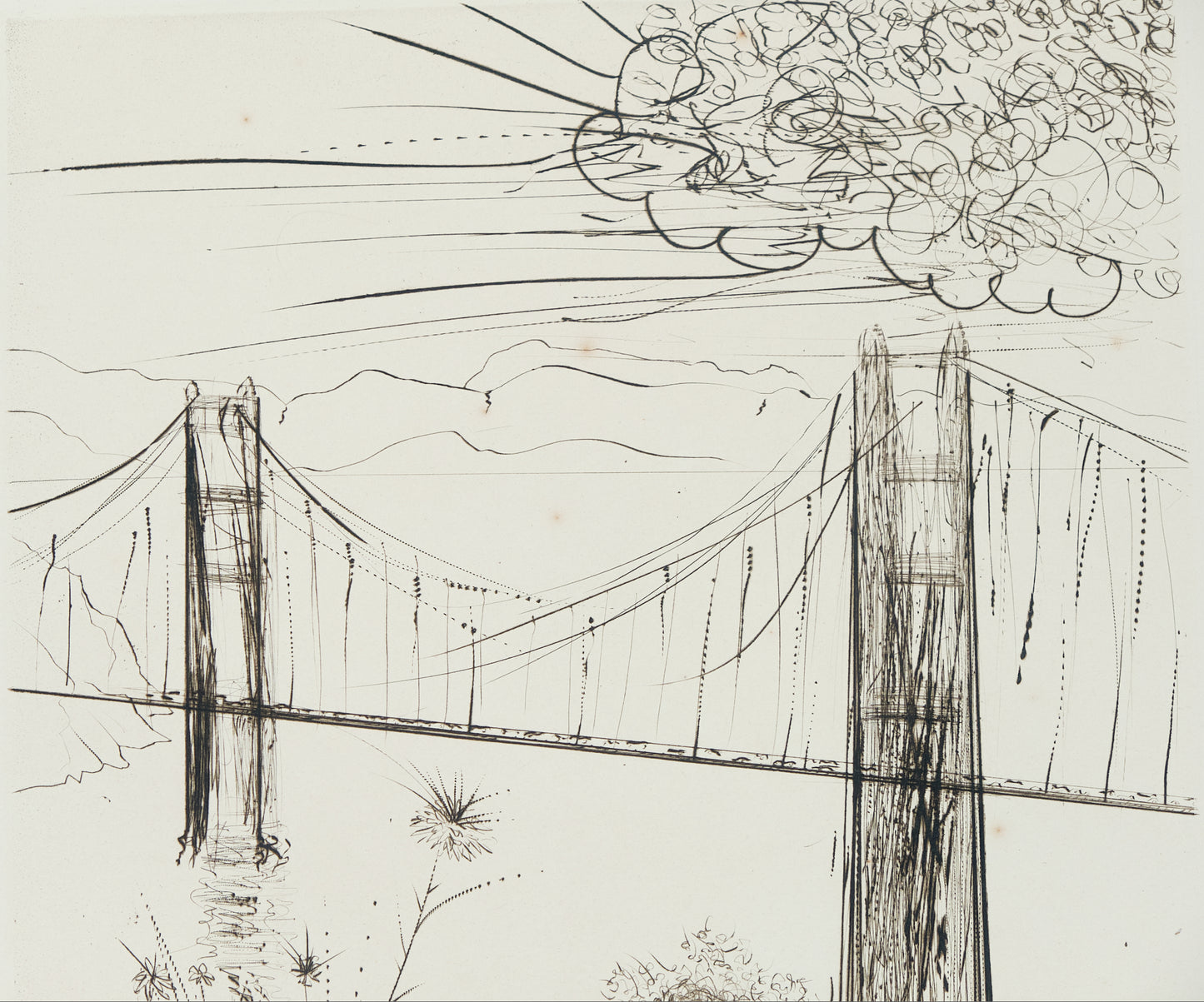 Salvador DALI : Golden gate bridge - Gravure originale signée