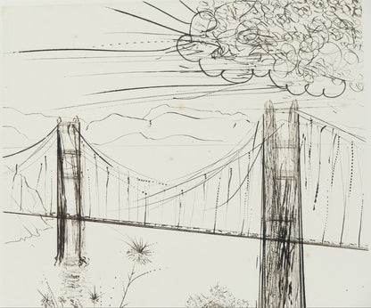 Salvador DALI : Golden gate bridge - Gravure originale signée