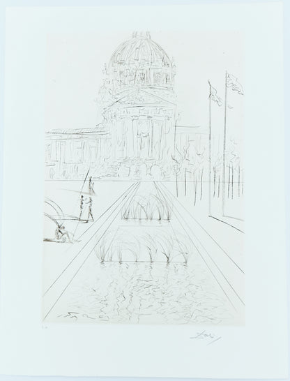 Salvador DALI : City Hall - Gravure originale signée